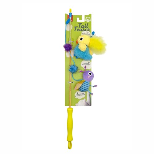 Image of BarkButler x FOFOS Let's Fly Together Wand - Interactive Cat Toys with Catnip - Cat Teaser Toy Set - Multicoloured