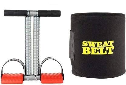 ALN Red Tummy Trimmer with Sweat Slim Belt - Slim Belt for Men and Women, Tummy Trimmer, Body Shaper, Sauna Waist Trainer - Free Size (Black Color) 1 Pcs (Red Color Machine with Belt)