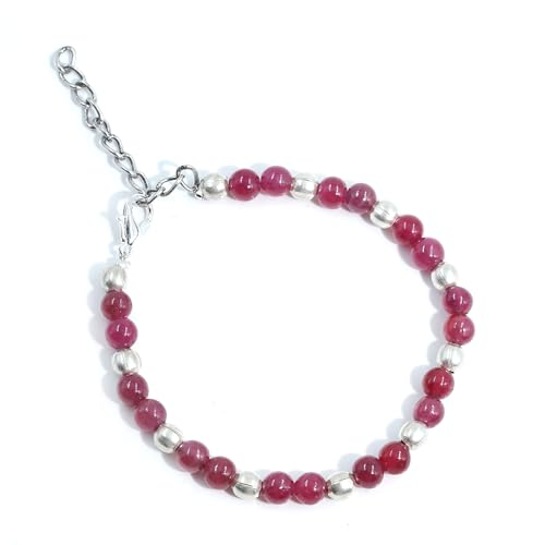 Bracelet perles pierres naturelles verre rubis contre le manque d'éclat bijou femme