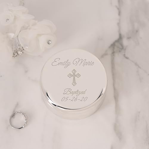 Image of Cherished Moments Personalized Baptism Round Jewelry Box