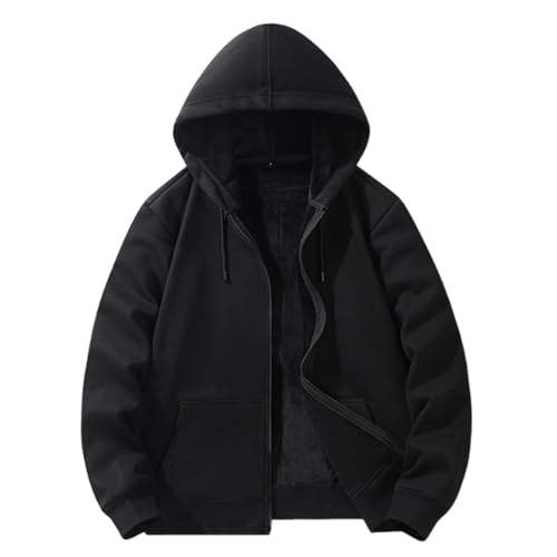 Hoodie for Man Full Zip Up Drawstring Hooded Jacket Drop Shoulder Casual Fall Winter Sweatshirts with Pocket