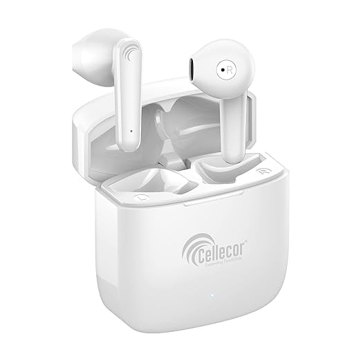 CELLECORBroPods CB06 Waterproof Earbuds with 30 Hours Playtime, Auto Pairing, 13mm Drivers, 5.1v Bluetooth Headset (White)