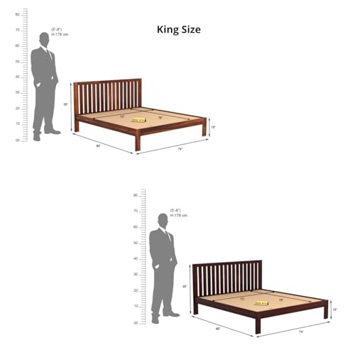 Image of SONA ART & CRAFTS Bravo Solid Sheesham Wood King Size Bed Without Storage (78x72) Double Bed King Size Cot for Bedroom (Natural Finish)