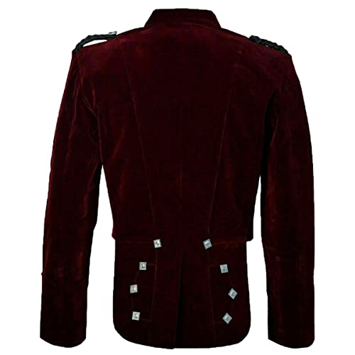 Prince Charlie Jacket With Waistcoat, Burgundy Color Velvet by Kicky, Prince Charlie Kilt Jacket & Vest2