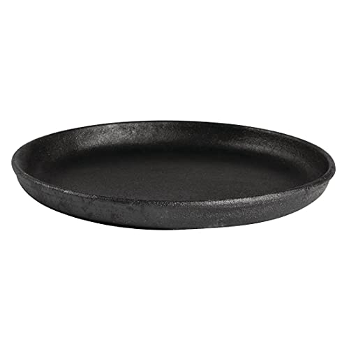 Olympia runde Gusseisen-Sizzle-Platte 22 cm, grau, für Induktion geeignet, Größe: 30 x 220(Dia)mm, abnehmbarer Griff, vor Gebrauch einbrennen für antihaftende Oberfläche, Sizzle-Platte, GJ556