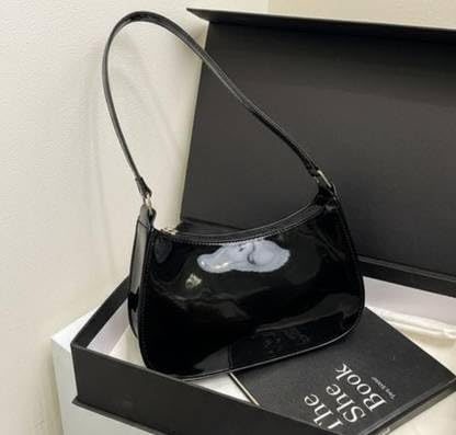 Image of Women's Glossy Shoulder Bag | Mini Hobo Handbag for Girls & Ladies | Stylish Patent Leather Purse for Party & Daily Use