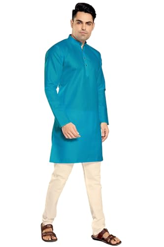 Image of DIVISIVE Men's Plain Cotton Blend Linen Slim Fit Kurta Pyjama Set