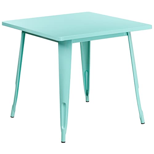 Flash Furniture Felix Commercial Grade 31.5" Square Mint Green Metal Indoor-Outdoor Table #TOP6