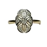 SILVERIST 0.50 Ct Round Cut Diamond Art Deco Pretty Ring Decorated Openwork Vintage Inspire Retro Edwardian Wedding Ring For Women 925 Sterling Silver Handmade Victorian Filigree Ring Gift For Her