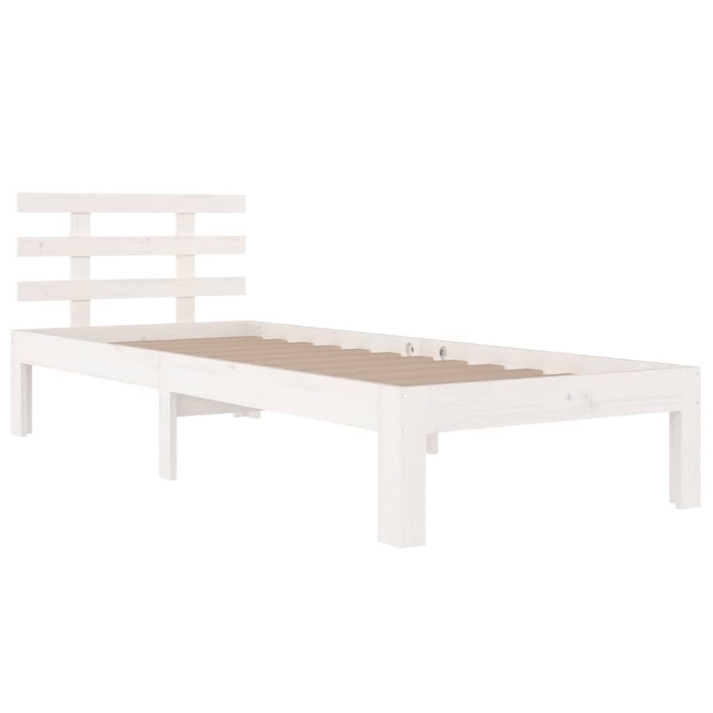 lite drewno sosnowe nowoczesna sypialnia klasyczna rama biały 75x190 cm | Rama lozka pojedyncza sosnowa biala 75x190 cm z weglowiem do sypialni