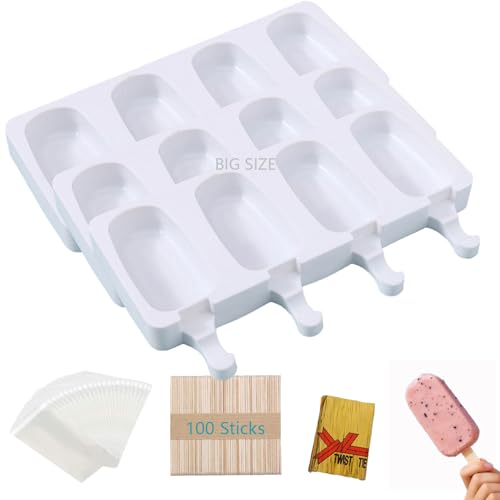 Atsmoce Moules à Glace en Silicone - Moule à Crème Glacée, Moule Magnum Cake, Ice Cream Moules - Sans BPA - Réutilisables - 100 bâtonnets de glace...