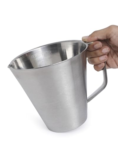 Image of KMW Stainless Steel Measuring Jug with Handle Without Base I for Craft, Kitchen, Baking, and Liquid I 1000 ML (Pack of 1)
