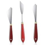 Guduling 3 Stück Malmesser,Malspachtel,Spachtel Malen,Malmesser für Acrylfarben,Edelstahl Spachtel Set Acrylmalerei für Ölgemälde,Palettenmesser mit Holzgriff zur Ölmalerei,Leinwand,Acrylmalerei