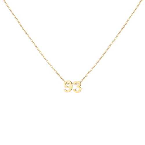 LOXUAKAM 18K Gold Plated Number 93 Necklace for Women Dainty Pendant Chain Necklace Birthday Jewelry for Gift