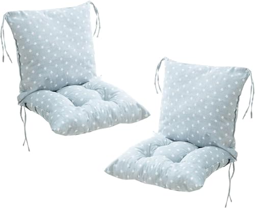 40 x 80 cm, 2 unidades de cojines para silla con respaldo bajo, cojín acolchado para silla de jardín, cojín de respaldo con cintas, cojín acolchado para sillas/bancos en casa y jardín