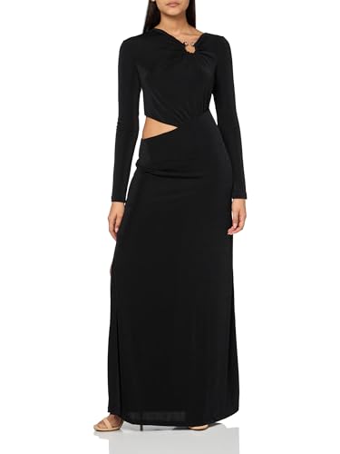 Robe longue HUGO cut out froncée noire chic pour femme adepte de coupe moderne et élégante