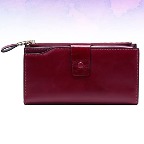 Women Premium Leather RFID Blocking Long Wallet 8236# Purple Multi-Card Holder Coin Pocket for Daily Use and Travel3