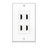 TNP HDMI Wall Plate (4 Port, White) HDMI Socket Plug Insert Jack Outlet Panel Mount Support 4K 60Hz HDR 1080P 3D Ethernet Built in High Speed Cable Extension Coupler for Projector & Home Theater