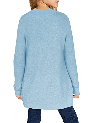 Image of Girls Cardigan Kids Open Front Oversized Sweater with Pockets | Casual Cardigans, Soft Knit, Long Sleeve, Uniform Cardigan for Girls, 7-14 Years