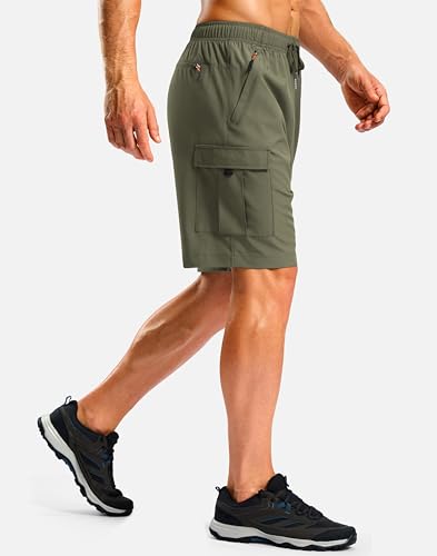 Image of Pudolla Men's Hiking Cargo Shorts with 5 Pockets Lightweight Casual Shorts