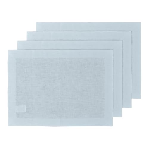 Solino Home Linen Placemats Set of 4 - Ice Water Placemats 14 x 19 Inch - 100% Pure Linen Table Place Mats for Christmas, Holiday - Fete