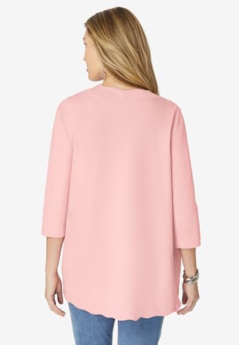 Roaman's Women's Plus Size Scalloped Cardigan and Tank Set2