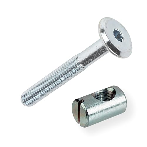 B Furniture Cot Bed Bolt Allen Head with Barrel Nut 6mm M6 X 60mm ZP