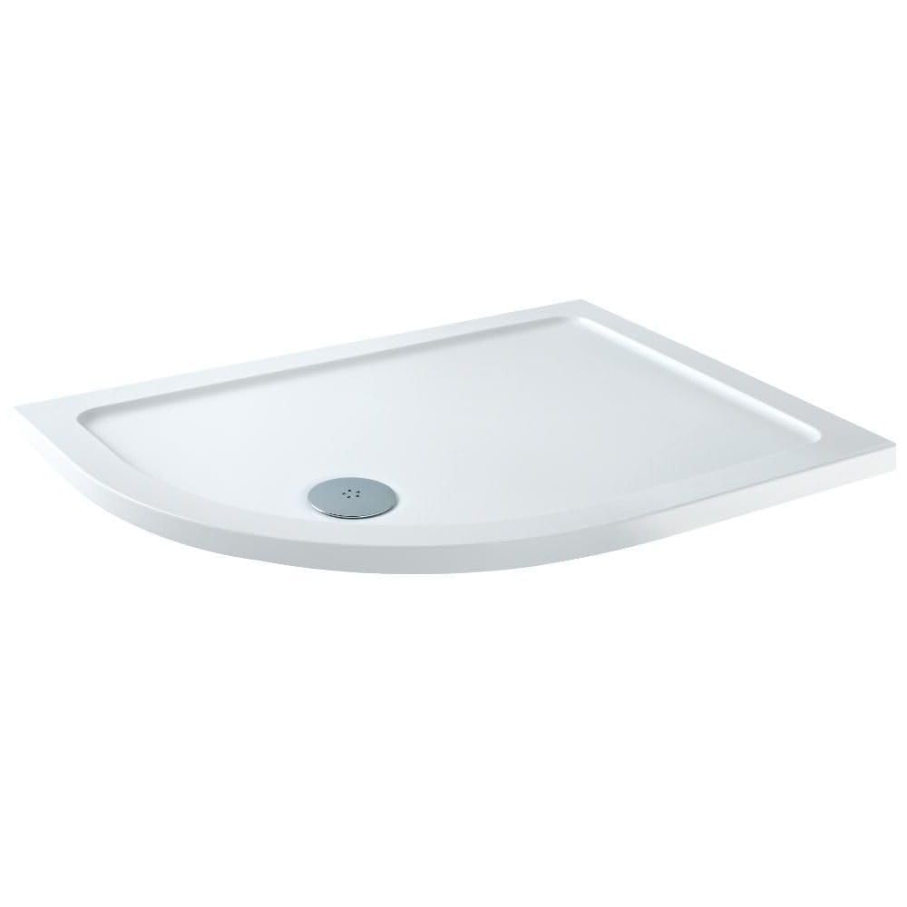 Milano White Lithic Left Hand Offset Quadrant Shower Tray - 900Mm X 800Mm