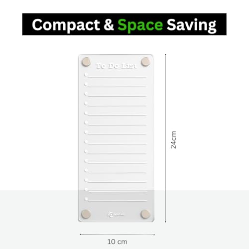 Image of Transparent Magnetic Acrylic Fridge Writing Board | Glass-Like Crystal Clear Planner & to Do List | Includes 2 Dry-Erase Markers & Cleaning Cloth | 24x10 cm