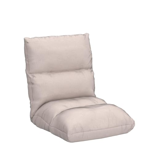 座椅子 幅47cm リクライニング 14段階 高反発 ウレタン ファブリック (座椅子, ベージュ) [5]