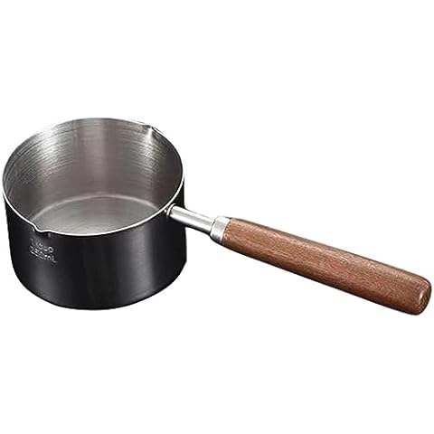 BESTonZON Stainless Steel Small Saucepan with Wood Handle Cover