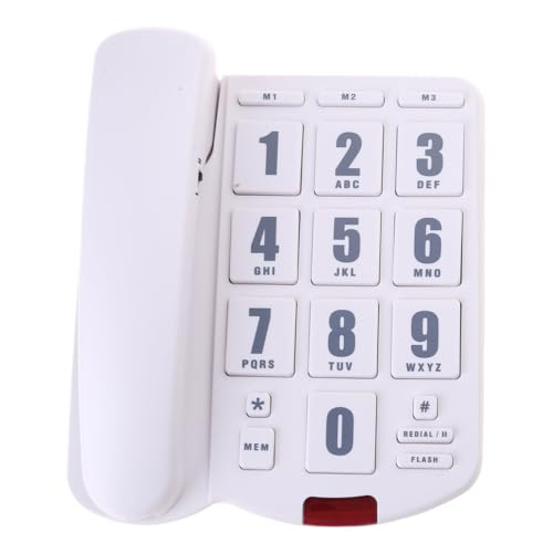 Teléfono fijo fijo con botón grande amplificado para el hogar con teléfono de escritorio ruidoso para personas mayores y usuarios de baja visión, teléfono fijo fijo con botón grande amplificado para
