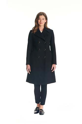 Kate Spade New York Damen Ladies Wool Blend Long Double Breasted Coat Wollmantel, Schwarz, XL Kate Spade New York Damen Ladies Wool Blend Long Double Breasted Coat Wollmantel, Schwarz, XL