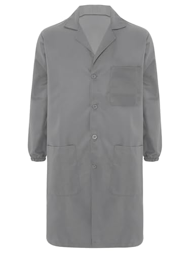 Image of CHICTRY Unisex Resistant Work Coat Lapel V Neck Long Sleeve Front Button Dustproof Jacket Lab Coat