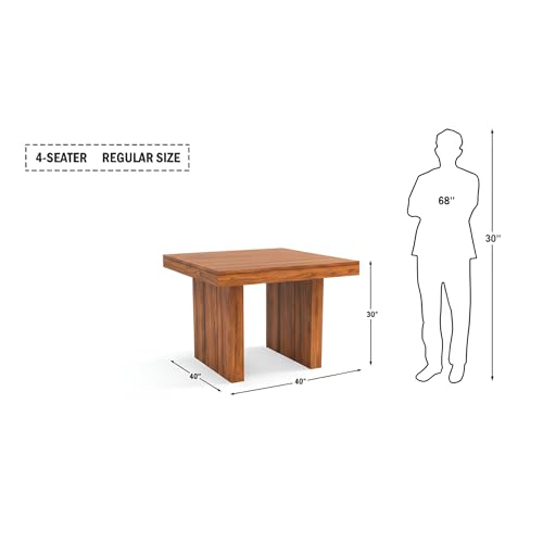 Image of SONA ART & CRAFTS Poster Solid Sheesham Wood 4 Seater Dining Table Set Dining Table with 4 Cushion Chairs Dinner Table Set for Dinning Room Home,Hotel and Office (Honey Teak Finish)