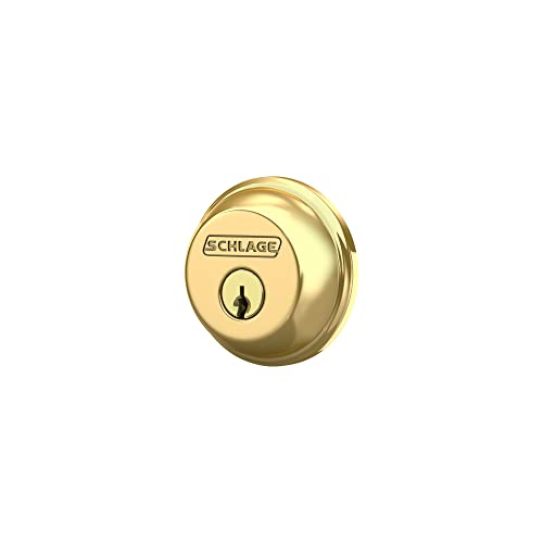 Schlage B60N505 Deadbolt, Keyed 1 Side, Bright Brass #TOP4