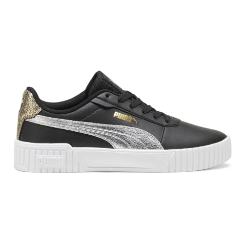 PUMA Womens Carina 2.0 Metallic Shine Lace Up Sneakers Shoes Casual - Black