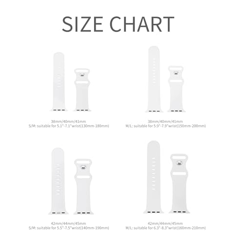 Image of Sport Bands Compatible with Apple Watch Band 38mm /40mm /41mm /42mm /44mm /45mm /49mm Women Men,Soft Silicone Strap compatible with iWatch Ultra2 /Ultra Series10 /9 /8 /7 /6 /5 /4 /3 /2 /1 /SE White