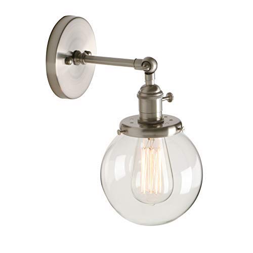 AAOTE Industrial Vintage Loft Bar Kitchen Switch Wall Lights Fittings Corridor Sconce Light Lamp Fixture with 15cm Globe Clear Glass Lampshade (Antique)