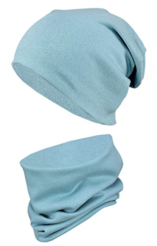 TupTam Mütze und Schal Kinder Set Weiches Schal Mütze Set Kinder für Herbst und Winter Farbe: Alt Mint Größe: 44-52