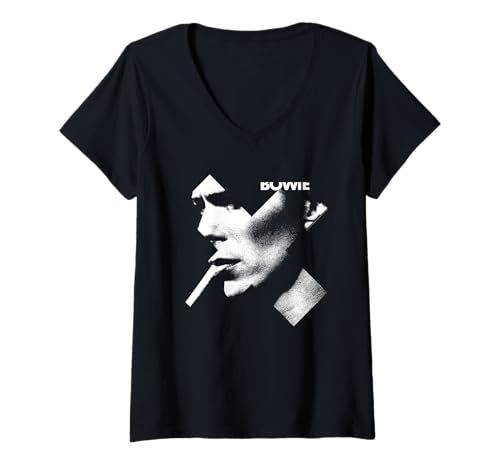Photo de Femme David Bowie Music Rock Cross Smoke T-Shirt avec Col en V