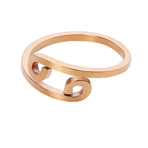 PAURO Mujer Acero Inoxidable Anillo Abierto Minimalista Creativo con 12 Constelaciones Ajustable Oro Rosa Cáncer