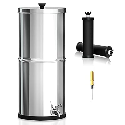Easiestsuck High Capacity Gravity-Fed Water Filter System with 2 Purification Filters for Home Camping Travel Outdoor Activities Emergencies