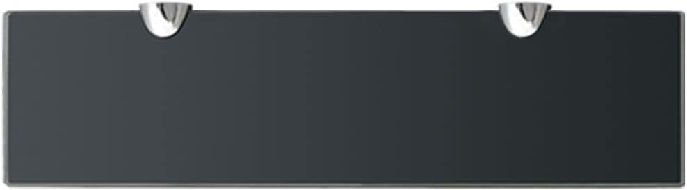 Floating Wall Shelf, 15.7-inch Black Tempered Glass Storage Shelf with Zinc Alloy Brackets, Modern Minimalist Display Shelf for Living Room, Bathroom, Bedroom, 22lb Capacity