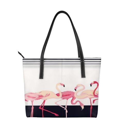 Sac à bandoulière en polyuréthane de luxe imperméable et chic avec imprimé oiseaux flamants