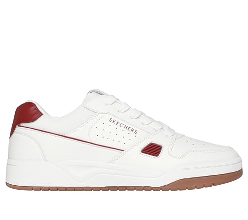 Skechers Herren Koopa Harry Kane Court Sneaker, Weißes Leder, Wildleder, Netzstoff, Burgunderrot, 41 EU – Ansicht 2