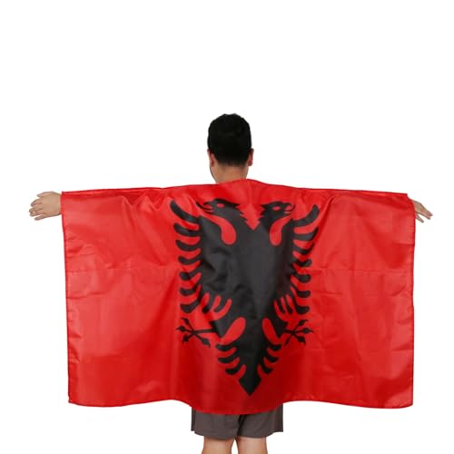 Sonia Originelli Fan Umhang Poncho Fahne Flagge zum Umhängen Fanartikel WM EM Farbe: Albanien