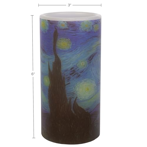 Lavish Home Flameless Candles -Van Gogh Starry Night Battery Operated Candles with Remote and Flickering Light for Home Décor