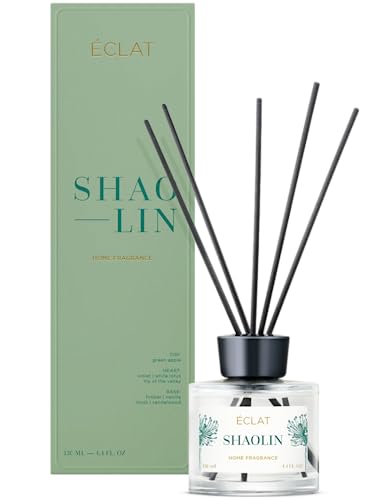 ÉCLAT Shaolin Duftstäbchen Raumduft - Duftöl Diffusor Sticks - grün-blumig-frischer Duft - Zimmer Parfum mit Veilchen, Holz und weißem Lotus - langanhaltender Raumerfrischer - 130 ml