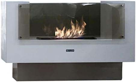 Stand-alone biofuel fireplace Sined Fire Insignio Double-sided modern fireplace color white with toned safety glass Design fireplace with real fire No chimney required